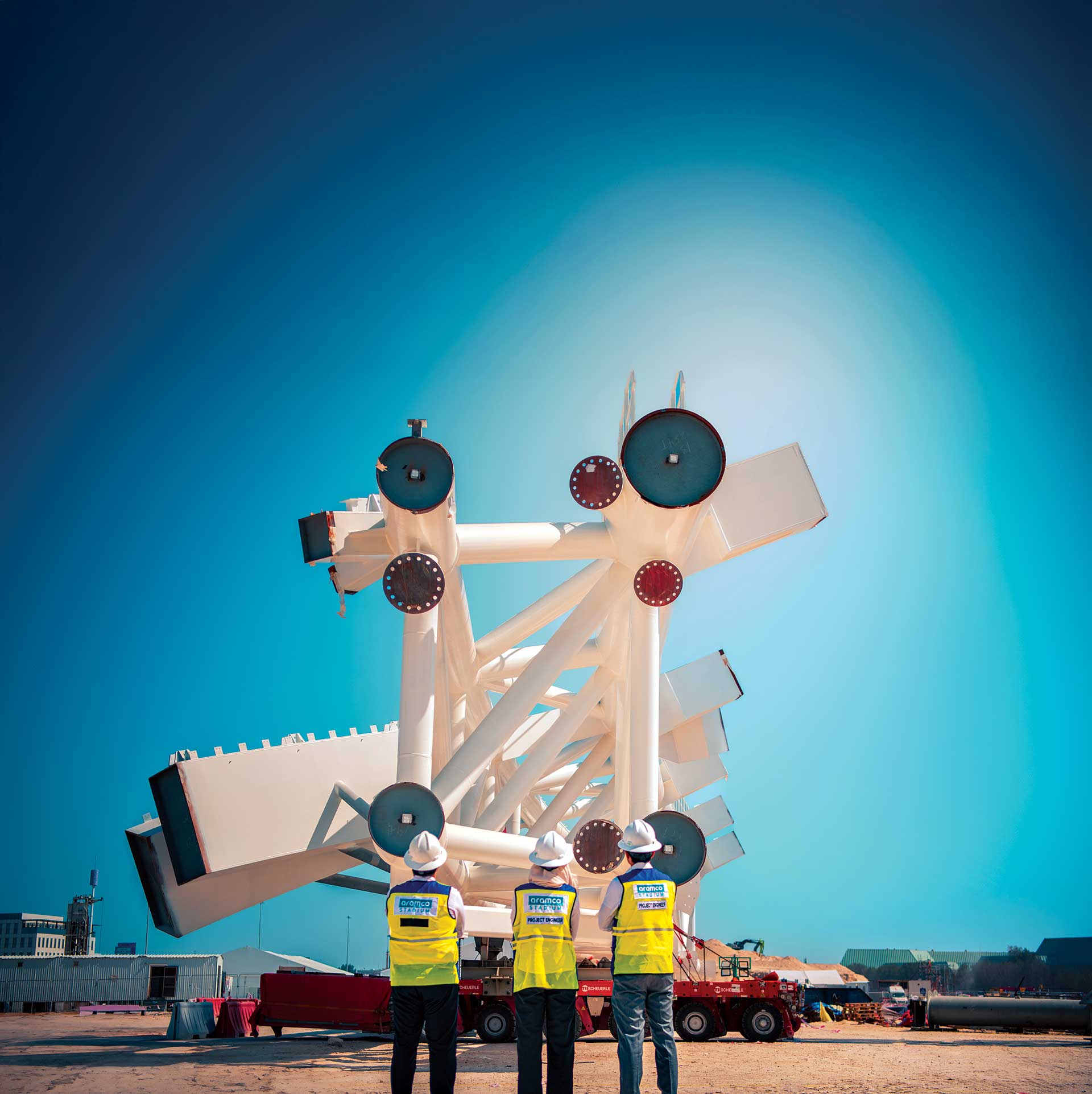 Aramco Stadium workers size up a task